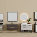 Various Modern Bathroom Vanity Combinations With Mirrors Sinks And Storage Cabinets 3d model