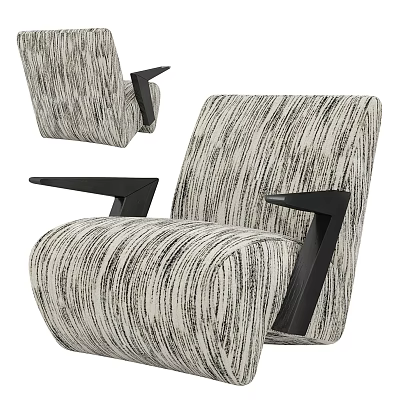Stylish Modern Accent Chair With Striped Upholstery And Black Armrests Design 3d model