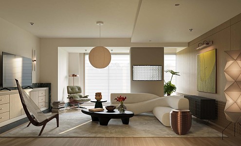 Modern Middle Style Living Room 3d model