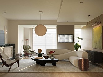 Modern Middle Style Living Room 3d model