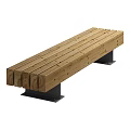 Sturdy Wooden Outdoor Bench With Metal Legs And Slatted Design For Garden Use