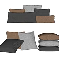 Soft Plush Pillows Brown Gray Beige Stacked And Arranged For Home Decor