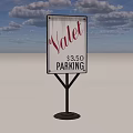 Standing Valet Parking Sign Displaying $3.50 Fee for Parking Services