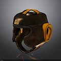 Protective Leather Helmet With Brown Orange Accents And PRO Label Design