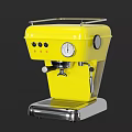 Vibrant Yellow Retro Style Coffee Machine For Kitchen With Stainless Steel Base And Control Knobs 3d model