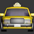 Yellow Green Shell Taxi Car With Roof Sign And Black Exterior Accents