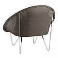 Modern Wicker Leisure Chair With Beige Cushions And Silver Metal Legs