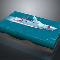 Warship Sailing On Sea Surface With Ocean Floor View 3d model