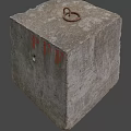 Concrete Block With Red PFF Letters Metal Ring On Top And Hole