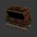 Rusty Mine Cart on Rail Tracks with Detailed Metal Structure and Vintage Design