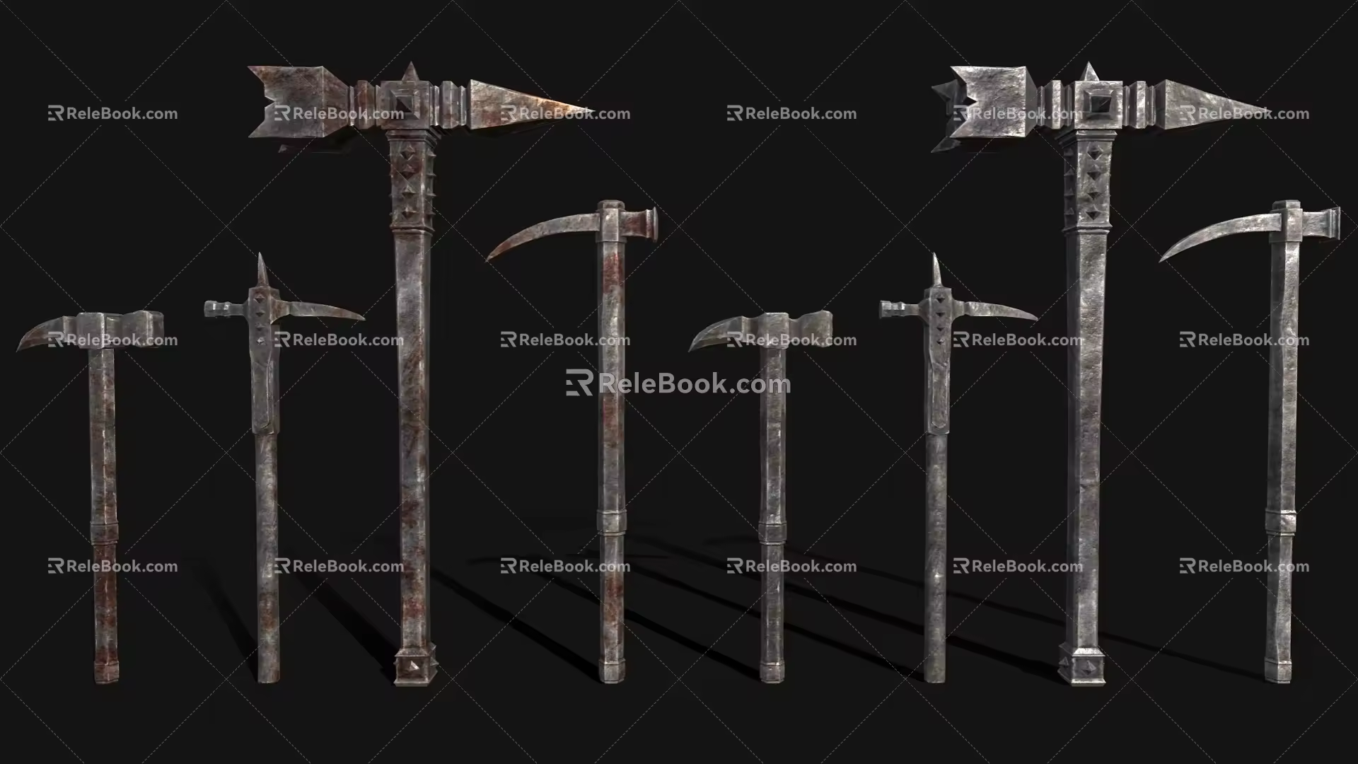 European-style Hoe Tool Combination Hammer Warhammer Weapon 3d model