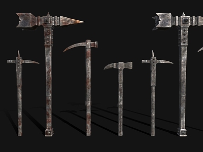 European-style Hoe Tool Combination Hammer Warhammer Weapon 3d model