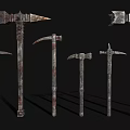 European-style Hoe Tool Combination Hammer Warhammer Weapon 3d model
