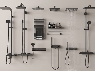 Shower Top Shower Towel Rack Bathroom Hardware Shower 3d model