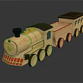 Electric Toy Train Wooden Engine Carriages With Red Yellow Accents Black Roof And Wheels