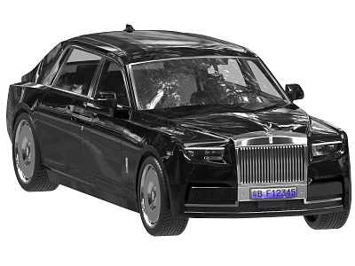 Black Rolls Royce Luxury Sedan With Modern Front Grille And Sleek Body Lines 3d model