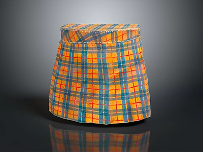 Stylish Orange And Blue Plaid Skirt With Classic Checkered Pattern Design 3d model