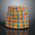 Stylish Orange And Blue Plaid Skirt With Classic Checkered Pattern Design