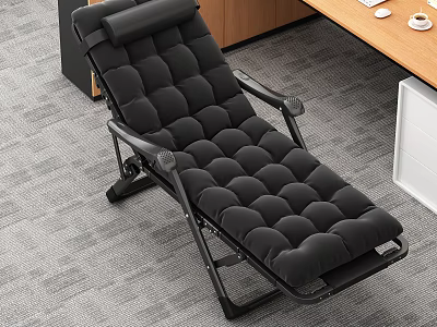Comfortable Black Quilted Lounge Chair With Adjustable Back In Office Setting 3d model