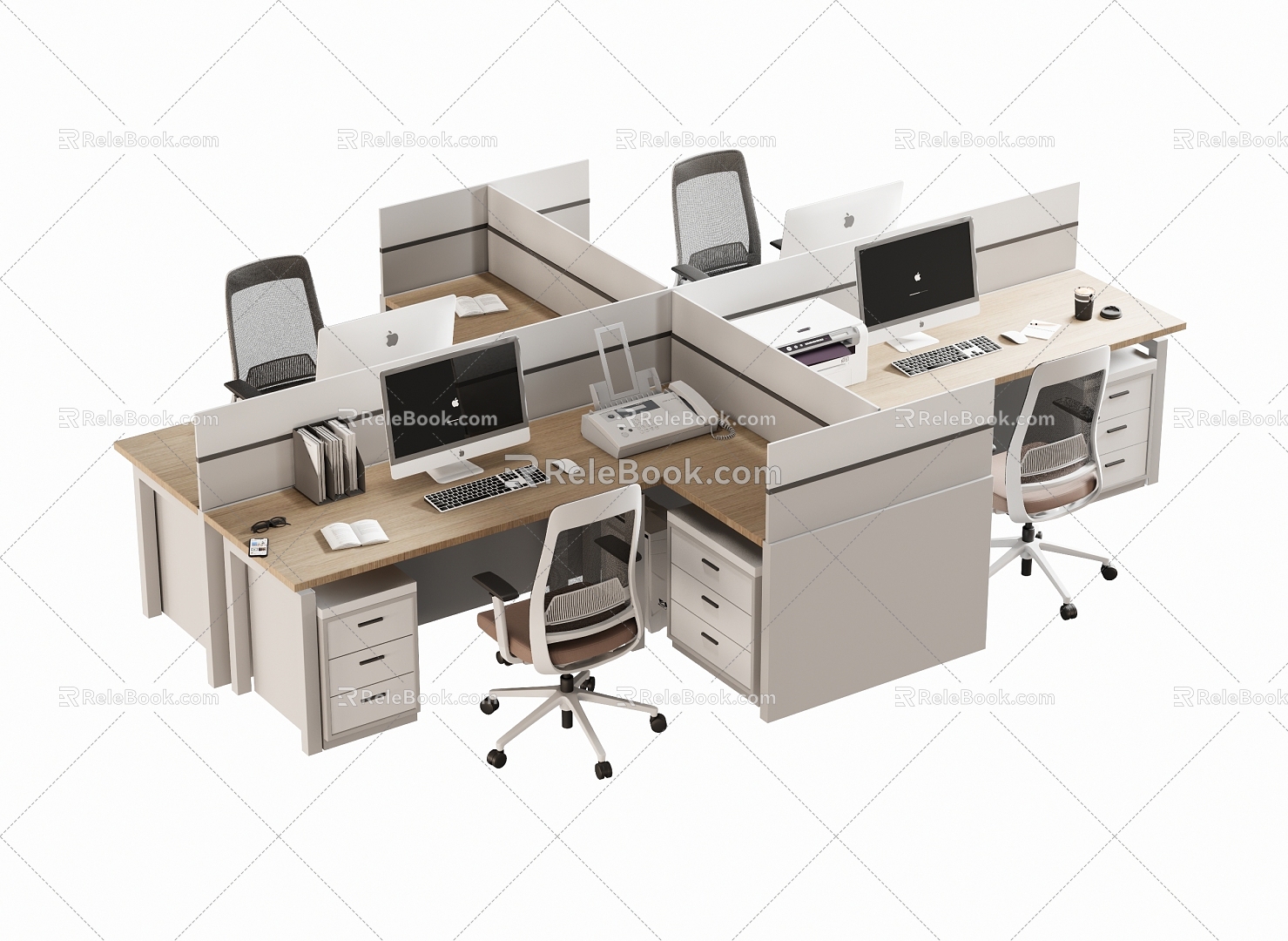 Modern Office Desk and Chair Staff Station Computer Desk and Chair 3d model