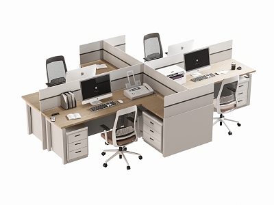 Modern Office Desk and Chair Staff Station Computer Desk and Chair 3d model