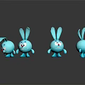 Blue Rabbit Cartoon Characters Stuffed Toys With Different Poses And Cute Expressions