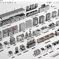 Complete Commercial Kitchen Equipment Collection With Stoves Ovens Worktables And Cabinets
