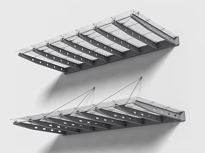 Modern Wall Mounted Awning With Metal Brackets And Transparent Panels Design 3d model