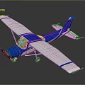 Small Blue And White Passenger Aircraft With Single Propeller Fixed Landing Gear And Cockpit Windows