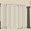 Various Styles of White Roman Columns with Ornate Capitals for Architectural Decor