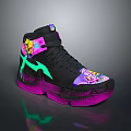 Stylish High Top Sneakers With Colorful Graphics And Pink Purple Green Accents
