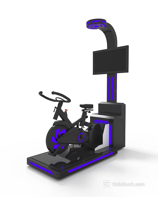 Modern Exercise Bike Fitness Equipment With Screen And Blue LED Lights Design 3d model 