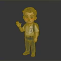 Cheerful Cartoon Boy Waving Hand With Schoolbag And Student Uniform