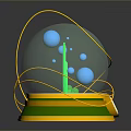 Transparent Sphere Decoration With Green Structure Golden Wires Blue Spheres And Green Gold Base