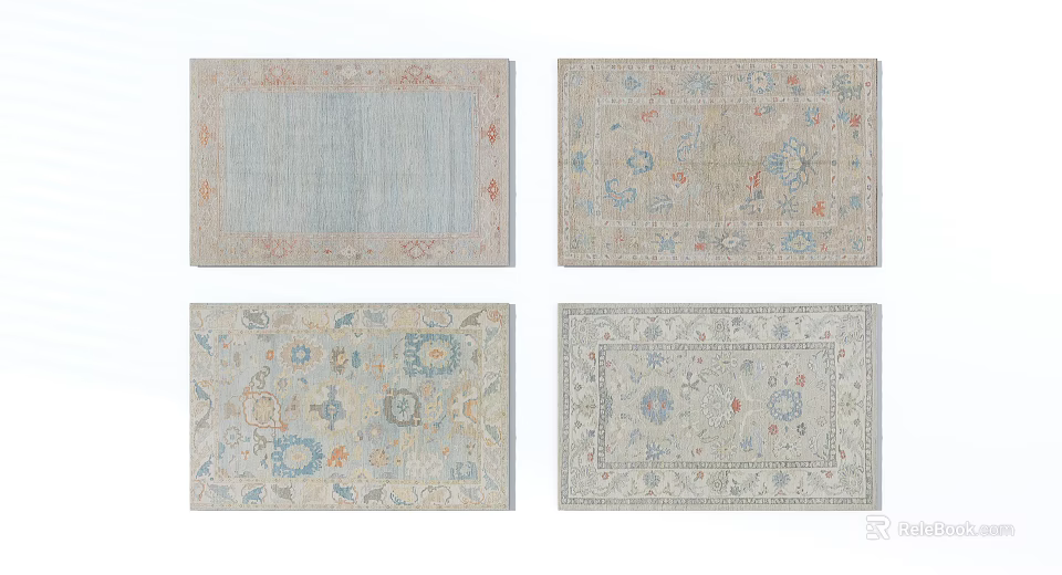 Stylish Square Rugs With Traditional Patterns And Vintage Design Elements 3d model