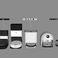 Sleek Modern Robotic Cleaning Appliances With Charging Bases And Various Models 3d model