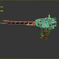 Futuristic Space Station Model With Multi Level Red White Modules And Extended Mechanical Arm