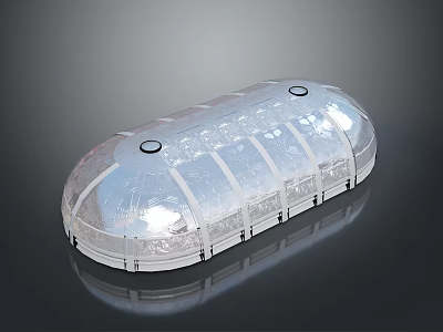 Transparent Oval Shaped Cover With Grid Lines And Circular Top Holes 3d model