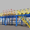 Sports Equipment Blue Yellow Steel Structure Platform With Guardrails And Stairs
