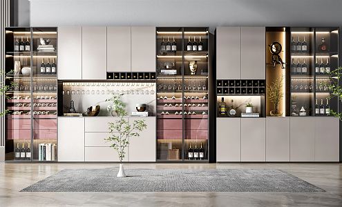 Modern Wine Cabinet Wine Cabinet Combination 3d model