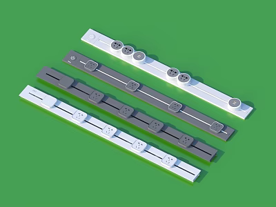 Practical Household Power Strips With Multiple Sockets In White And Gray 3d model
