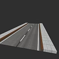 Municipal Road Structure With Two Way Lanes White Dividing Lines And Asphalt Pavement