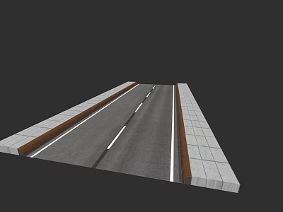 Municipal Road Structure With Two Way Lanes White Dividing Lines And Asphalt Pavement 3d model