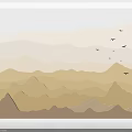 3D Layered Mountain Background Wall With LED Lighting And Flying Birds Decor