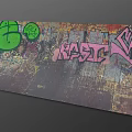 Colorful Graffiti Art On Textured Vintage Wall With Green And Pink Patterns
