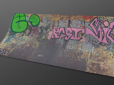 Colorful Graffiti Art On Textured Vintage Wall With Green And Pink Patterns 3d model