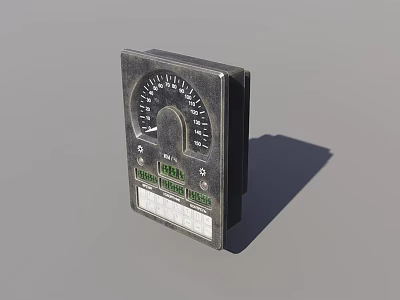 Industrial Equipment Control Panel Featuring Analog Gauge Dial And Green Indicator Lights 3d model