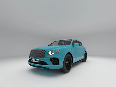 Light Blue Luxury SUV With Black Wheels And Front Grille Design 3d model