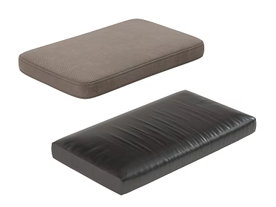 Two Different Rectangle Cushions Featuring Brown Fabric And Black Leather Stitched Design 3d model