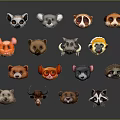 Various Cartoon Animal Heads With Different Colors Features And Unique Details